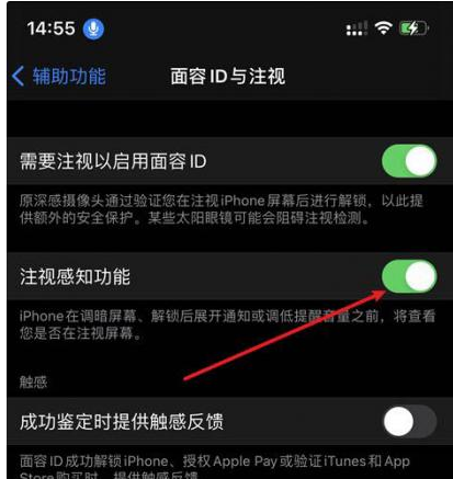 开原苹果14维修网点分享iPhone14注视感知功能有什么用 